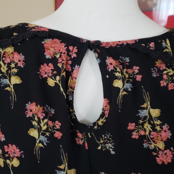 Black Floral Black and Orange Hue Dress - Picture 3 of 8